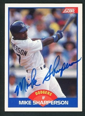 Mike Sharperson Auto Signed 1989 Score Los Angeles Dodgers Card #602 - Image 1 of 2