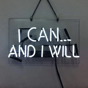 14"x9"I Can And I Will Neon Sign Light Home Room Wall Hanging Nightlight Artwork - Picture 1 of 1