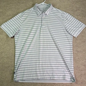Mizzen + Main Men's Shirt XL White Versa Polo Golf Striped Performance Stretch - Picture 1 of 9