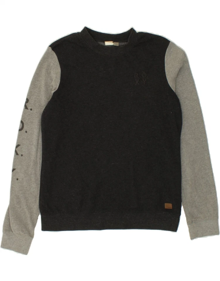 ROXY Womens Graphic Sweatshirt Jumper UK 10 Small Black Colourblock Cotton BT18 - Image 1 of 3