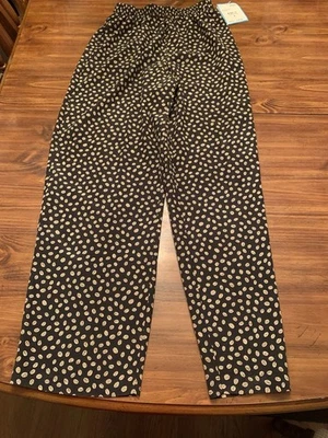 Calça social Leslie Fay Haberdashery preta com cintura elástica tamanho 8 nova com etiquetas - Imagem 1 de 4