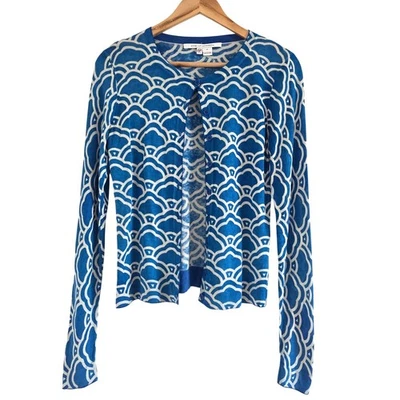 Diane Von Furstenberg Ibiza Silk Cashmere Blend Cardigan Blue Size M Slim Fit - Image 1 of 4