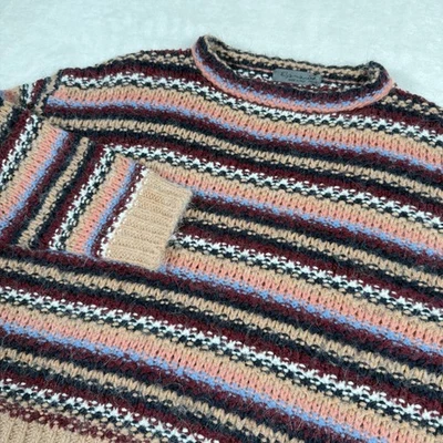 Elsamanda Large Striped Knit Sweater Made in Italy Alpaca Wool Blend Women - Image 1 of 4