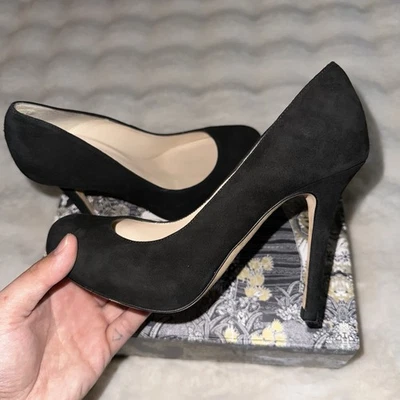 Zapatos de salón LK Bennett Harley plataforma gamuza negra tacón de aguja talla 37,5 España Foto 1 de 4