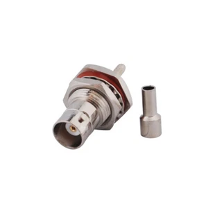 2x BNC żeńska przegroda jack o-ring zaciskana LMR100 RG316 RG174 kabel złącze RF - Zdjęcie 1 z 4