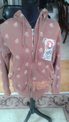 ED HARDY MEN HOODIE SIZE S BROWN COLOR - Image 1 of 4