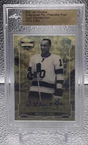 Auto Willie O’Ree Bruins 1/1 Encased Leaf Super Prismatic Gold Refractor GM-MT - Picture 1 of 2