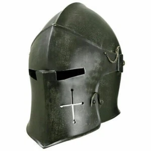 Medieval Helmet Knight Barbute Halloween Armor Helmet Wearable Metal Barbuta - Picture 1 of 3