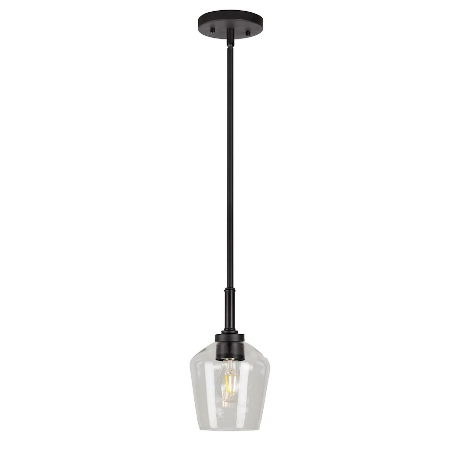 Forte Lighting Chalice 1 Light Mini Pendant, Black/Clear - 2743-01-04 - Image 1 of 1