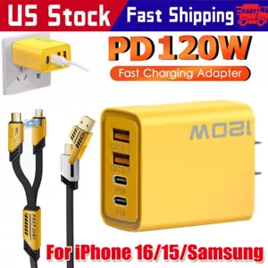 120W 4-Port USB C Fast Wall Charger Block For Google Pixel 9 Pro XL 8a 7 6Pro 5a - Picture 1 of 22