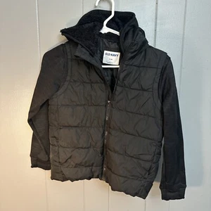 Old Navy Jacket Puffer Hooded Black Unisex Light Weight Full Zipper Size M (8) - Picture 1 of 6