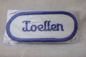 JOELLEN   USED EMBROIDERED VINTAGE SEW ON NAME PATCH TAGS ASSORTED COLORS 
