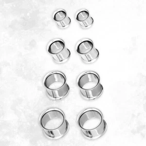 Coppia di tappi per orecchie a doppio svasato in acciaio chirurgico PVD argento - Foto 1 di 109