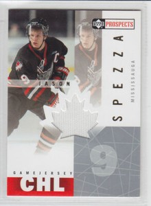 2000-01 UD CHL PROSPECTS JASON SPEZZA JERSEY #JS Game Used Mississauga Stars