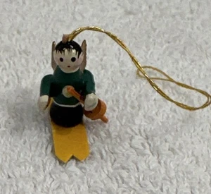 Vintage Miniature Wooden Ornament Skiing Angel - Picture 1 of 6