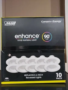 Feit Enhance 90+ CRI LED Dimmable Natural light Replaces 5-6" Recessed 10 Pack - Picture 1 of 7