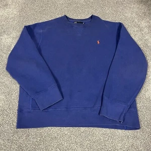 VINTAGE Polo Ralph Lauren Crewneck Sweatshirt Men Size Large Blue Pony - Picture 1 of 8