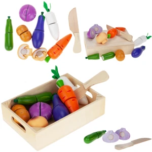 HOLZGEMÜSE im Klettverschlusskoffer SPIELZEUG Obst und Gemüse - Bild 1 von 11