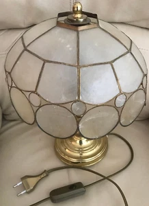 Vintage HONSEL Lampe Leuchte TIFFANY Stil Tischlampe Goldfuß ca. 33cm Type 55161 - Picture 1 of 7