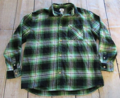 Camisa a Cuadros H&M Para Hombres Calce Relajado Negra Verde Blanca Franela Manga Larga Mediana Foto 1 de 4