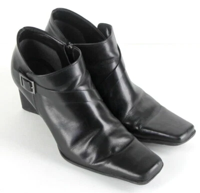 {ENZO ANGIOLINI} Botas/Tacones/Zapatos Cuero Negro Hebilla al Tobillo Cremallera ~8.5 Foto 1 de 4