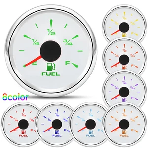 52MM Universal Gas Fuel Level Gauge 8Colors LED for Car Marine Boat 240-33 ohms - Picture 1 of 17