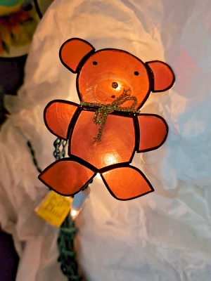 Vintage Christmas Lights Teddy Bears  Handmade From Shells 20 With Lights  - Image 1 of 4