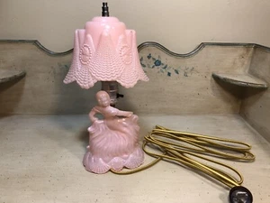 Rare Antique Art Deco Lady Dancing Boudoir French Pink Electric Lamp - Picture 1 of 12
