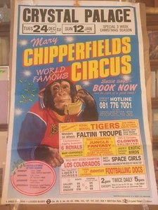 CHIPPERFIELDS CIRCUS POSTER - CRYSTAL PALACE - MONKEY - ORIGINAL HUGE 40" x 60" - Picture 1 of 3