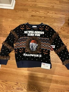 Michael Myers Halloween Ugly Christmas Sweater XXL Lights Up And Sound NWT - Picture 1 of 13