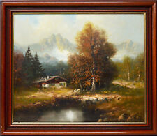Helmut Kips Ölgemälde Gemälde Öl Leinwand Landschaft Gebirge Alm 71 x 61 cm