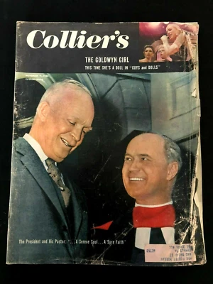 Collier's Nov 11, 1955 Magazine Cvr:Eisenhower & Pastor, The Goldwyn Girl, Accpt Foto 1 de 4