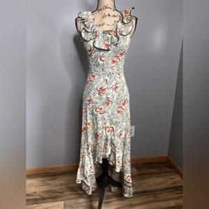 Vestido Floral Vintage Años 70 Alto Bajo Volantes Femenino Playa Fiesta Isla Vacaciones - Imagen 1 de 15