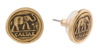 Patricia Nash 罗马硬币大象设计师蚀刻签名耳环金色 — 第 1/4 张图片