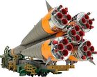 1/150 plastic model Soyuz rocket + transport train 1/150 scale PS made of prefa