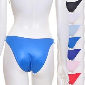 Japanese Simply High-Leg Bikini Panties Two-way Glossy fabric made in Japan L768