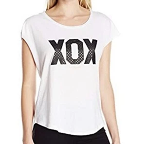 $ 38 Neu mit Etikett Betsey Johnson DAMEN-T-SHIRT "XOX" WEISS/SCHWARZ GRÖSSE MEDIUM – JL94 - Bild 1 von 7
