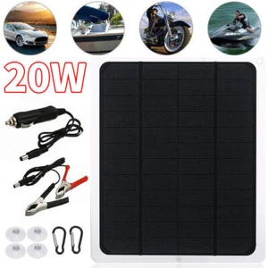 Trickle Charger 20W Solar Panel Kit 12V Battery Charger Maintainer Boat RV Car - Picture 1 of 8