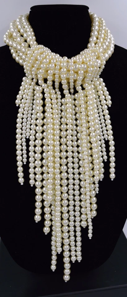 Kenneth Jay Lane KJL Cascada Perla Sin Firmar Collar Babero Iris Apfel Estilo Foto 1 de 4
