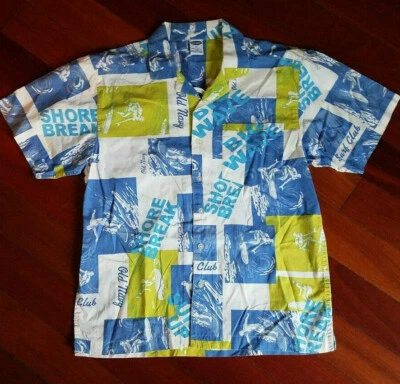 OLD NAVY BOY'S SURF PRINT BLUE, GREEN, WHITE S/S SHIRT ~ SIZE 12 - Image 1 of 3