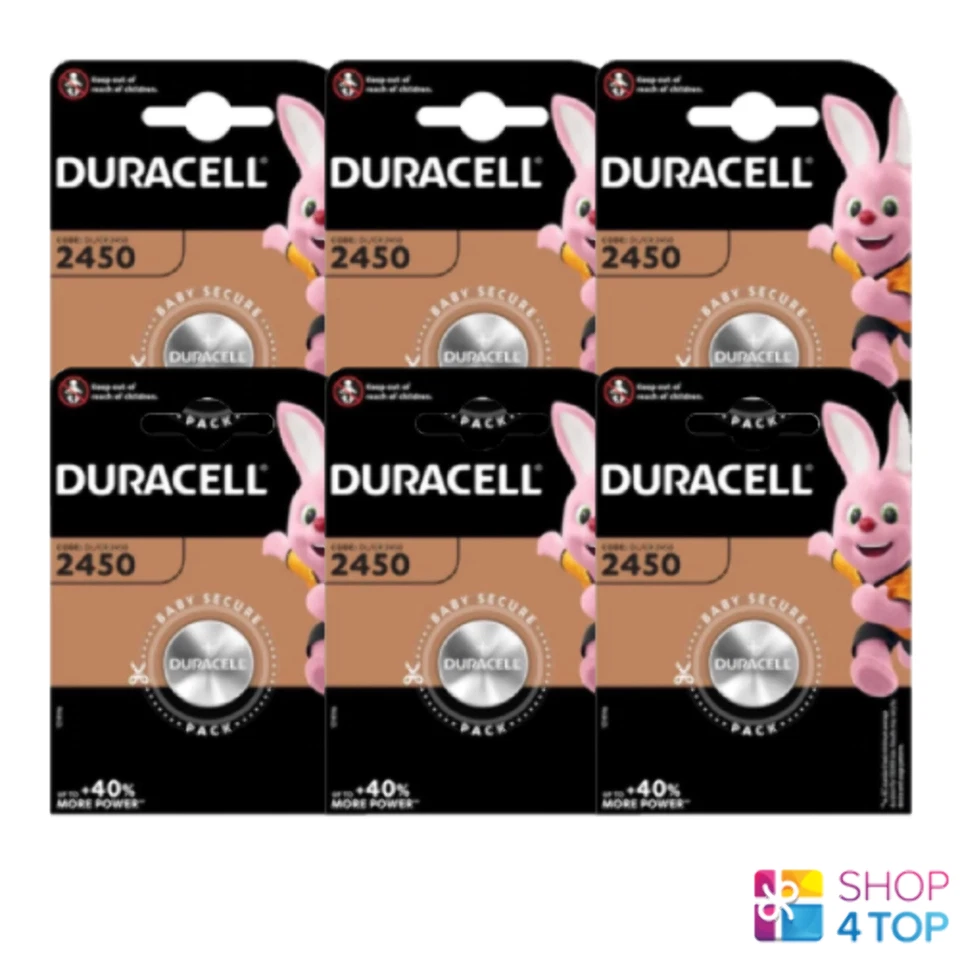 6 Duracell Cr2450 Lithium Batteries 3V Button Cells Dl2450 Br2450 Exp 2033 New - Image 1 of 1