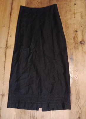 Maxi Falda Deportiva De Colección Jones Wear Para Mujer 4 Negra Mezcla de Lino Bordada Cremallera Gótica Foto 1 de 4