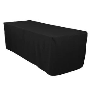 4 6 8 ft Rectangular Fitted 48 72 96 in Black Tablecloth Fabric Linen Cloth - Picture 1 of 7