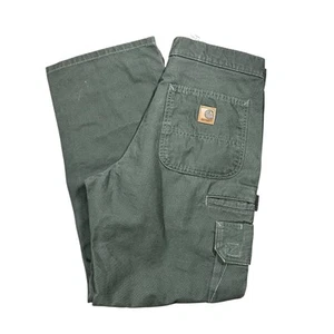 Vintage Carhartt B240 DMS Pants Green Utiilty Workwear Canvas size 30x30 90s USA - Picture 1 of 10