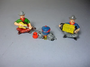 Timpo Lead hollow cast Cowboys Camp Fire set 3 items - Picture 1 of 6