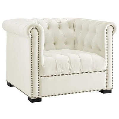 Modway Heritage Tufted Performance Velvet Accent Armchair in Ivory - Image 1 of 4