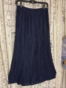 Norm Thompson Oregon Classic Pleated Navy Blue Skirt medium - Picture 1 of 6