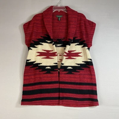 Vtg Ralph Lauren Cardigan Sweater Womens Medium Aztec Tribal Native Wool *read - Image 1 of 4