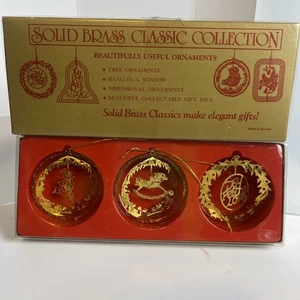 Solid Brass Christmas Ornaments Tree Rocking Horse Peace Love Joy 2” (6 Ornament - Picture 1 of 5