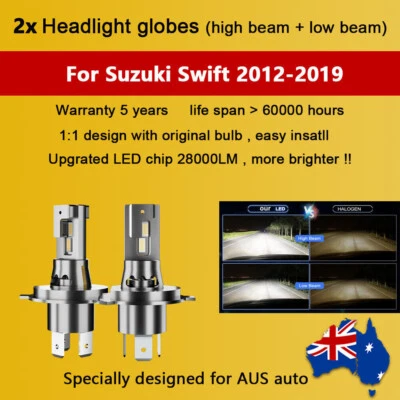 For Suzuki Swift 2016 2017 2X 1:1 28000lm Headlight Globe High Low Beam Bulb 12V - image 1 of 4